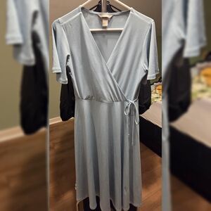 Elegant Light Blue Wrap Dress